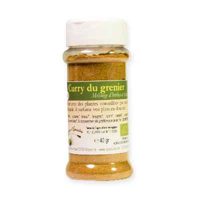 Curry du grenier en poudre Bio - pot distributeur - poids net 40g