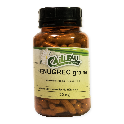 Gélules Fenugrec graines - Flacon (200 unités) Poids net 80g - Marque Cailleau