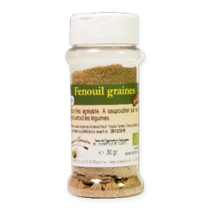 Fenouil Graines BIO - POUDRE - 30 g - POT distributeur