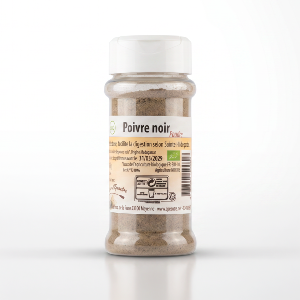 Poivre Noir BIO - POUDRE - 50 g - POT distributeur
