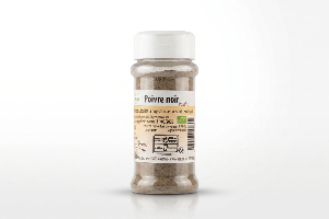 Poivre Noir BIO - POUDRE - 50 g - POT distributeur
