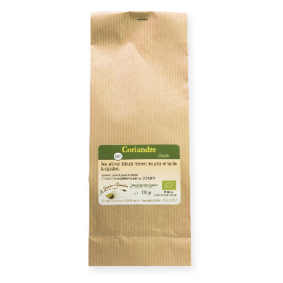 Coriandre Bio en poudre - sachet - poids net 100g